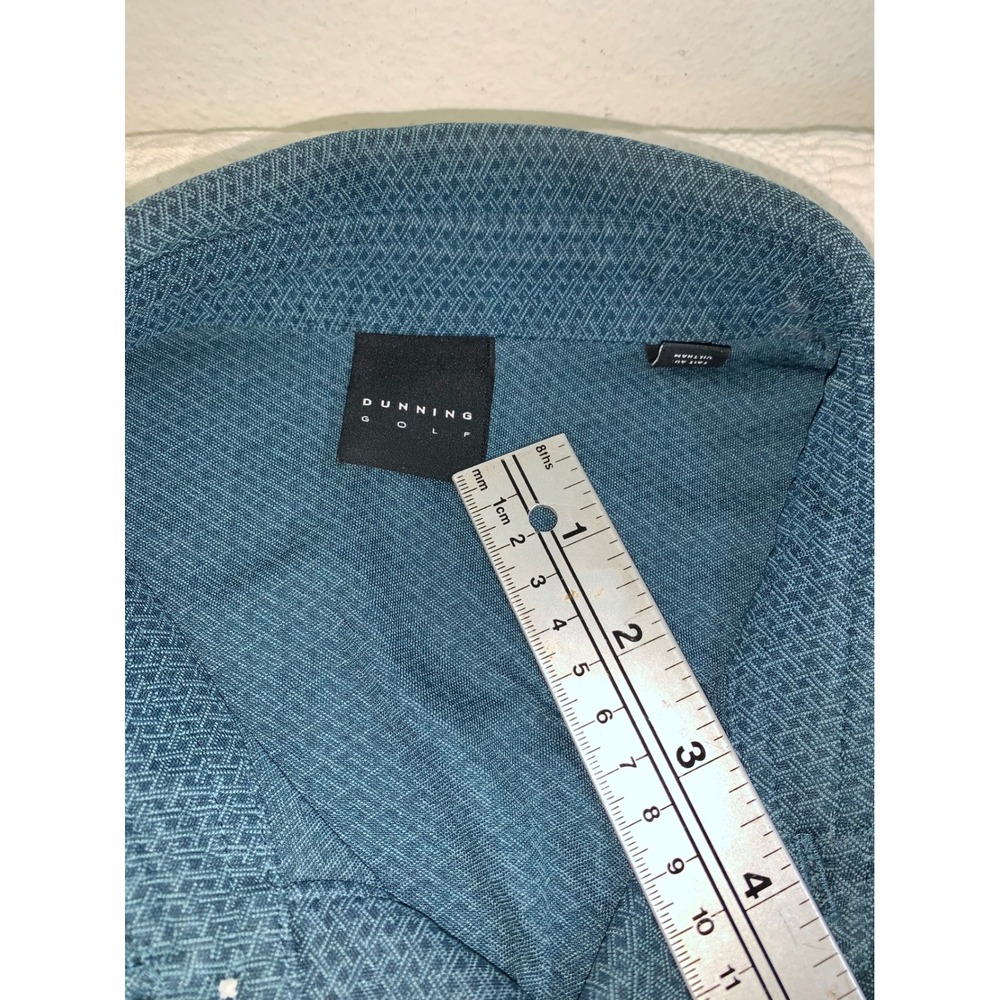 Dunning Golf Mens Polo Shirt Teal Geometric Trump National Los Angeles Size M - Picture 3 of 10